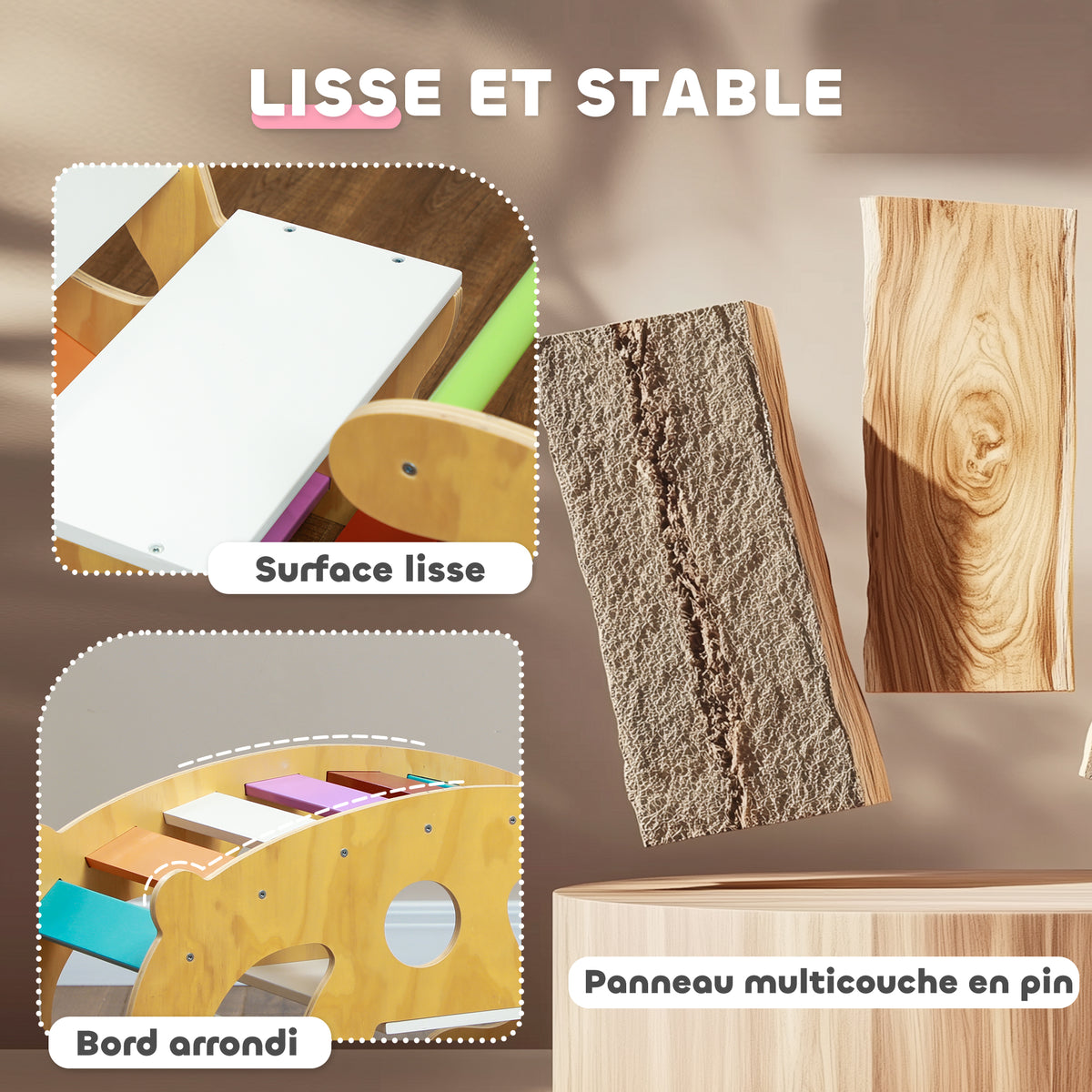 2 en 1 Arche escalade enfants 18 à 48 mois, chaise à bascule arc-en-ciel pour garçons & filles, tout-petits