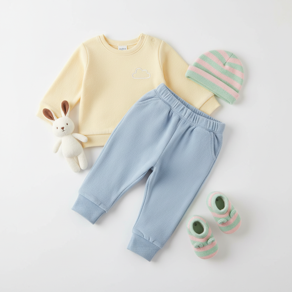 Ensemble pantalon et chemise bébé en couleurs pastel