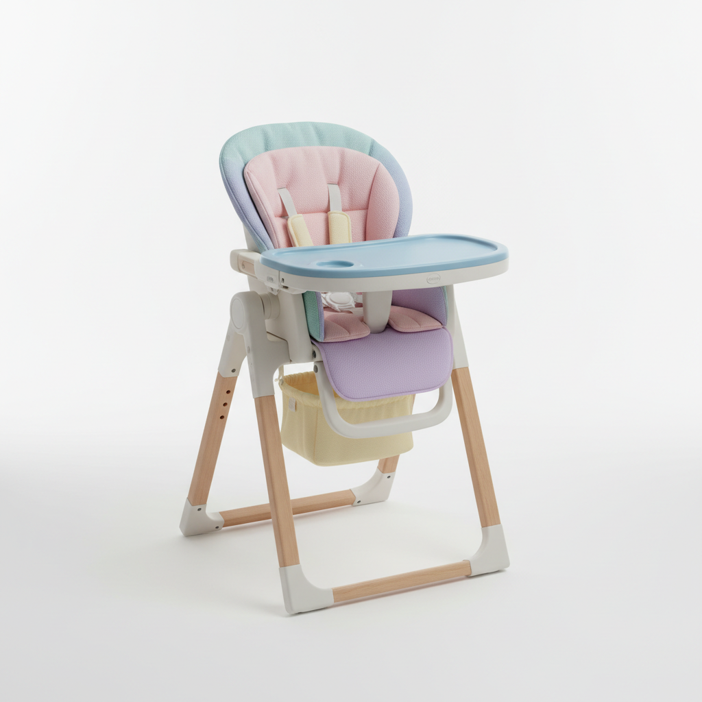 Chaise haute réglable bébé pastel