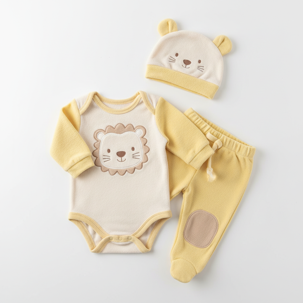 Ensemble 3 pièces petit lion bébé