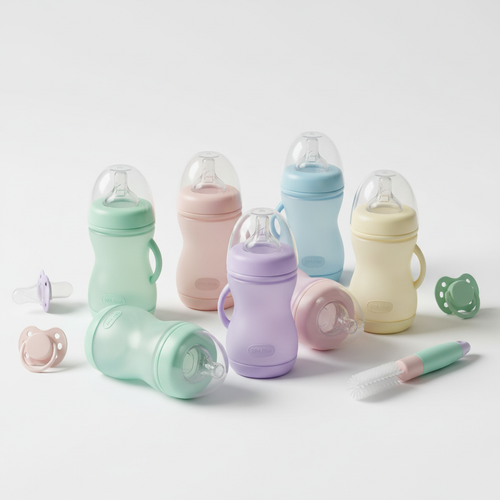 Ensemble de biberons bébé sans BPA en couleurs pastel