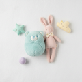 Peluches douces pour bébé - ourson et lapin en couleurs pastel